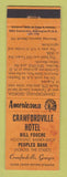 Matchbook Cover - Crawfordville Hotel GA WEAR Perkins Americana ORANGE