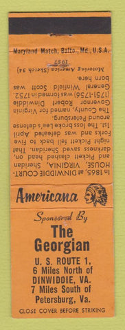 Matchbook Cover - Georgian Dinwiddie VA Perkins Americana ORANGE