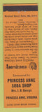 Matchbook Cover - Princess Anne Soda Shop VA Perkins Americana ORANGE
