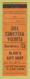 Matchbook Cover - Blair's Gift Shop St Cloud FL Perkins Americana ORANGE