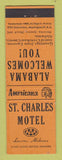 Matchbook Cover - St Charles Motel Luverne AL Perkins Americana ORANGE