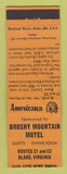 Matchbook Cover - Brushy Mountain Motel Bland VA Perkins Americana ORANGE