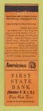 Matchbook Cover - First State Bank Paint Rock TX Perkins Americana ORANGE