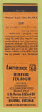 Matchbook Cover - Mineral Tea Room Mineral VA Perkins Americana ORANGE