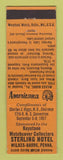 Matchbook Cover - Keystone Match Club Wilkes Barre PA Perkins Americana ORANGE