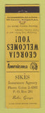 Matchbook Cover - Sikes Insurance Butler GA Perkins Americana YELLOW