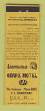Matchbook Cover Ozark Motel Yellville AR Perkins Americana YELLOW