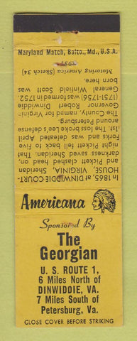 Matchbook Cover - Georgian Dinwiddie VA Perkins Americana YELLOW