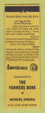 Matchbook Cover - Farmers Bank Mathews VA Perkins Americana YELLOW