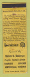 Matchbook Cover - Peoples' Fountain Heathsville VA WEAR Perkins Americana YELLOW