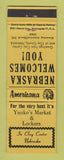 Matchbook Cover - Yunko's Market Clay Center NE Perkins Americana YELLOW