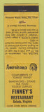 Matchbook Cover - Finney's Restaurant Saluda VA WEAR Perkins Americana YELLOW