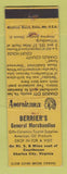 Matchbook Cover Berrier's General Charles City VA WEAR Perkins Americana YELLOW