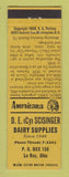 Matchbook Cover - Scisinger Dairy Supply Le Roy OH Perkins Americana YELLOW