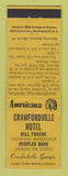 Matchbook Cover - Crawfordville Hotel GA Perkins Americana YELLOW