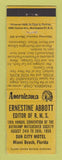 Matchbook Cover - Ernestine Abbott RMS Miami Beach FL Perkins Americana YELLOW
