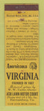 Matchbook Cover - Ash Lawn Court Harrisonvurg VA WEAR Perkins Americana YELLOW