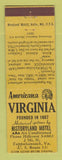 Matchbook Cover - Historyland Motel Tappahannock VA Perkins Americana YELLOW