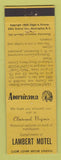 Matchbook Cover - Lambert Hotel Clintwood VA Perkins Americana YELLOW