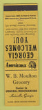 Matchbook Cover - WB Moulton Grocery Knoxville GA Perkins Americana YELLOW
