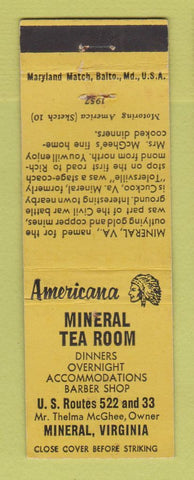 Matchbook Cover - Mineral Tea Room Mineral VA Perkins Americana YELLOW