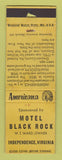 Matchbook Cover - Motel Independence VA POOR STRIKER Perkins Americana YELLOW