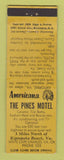 Matchbook Cover - Pines Motel Kiptopeke Beach VA Perkins Americana YELLOW