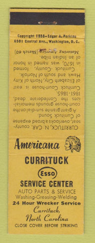 Matchbook Cover - Esso oil gas Currituck NC Perkins Americana YELLOW