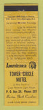 Matchbook Cover - Tower Circle Motel Buxton NC Perkins Americana YELLOW