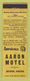 Matchbook Cover - Aaron Motel Boydton VA Perkins Americana YELLOW