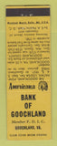 Matchbook Cover - Bank of Goochland VA Perkins Americana YELLOW