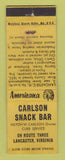 Matchbook Cover - Carlson Snack Bar Lancaster VA Perkins Americana YELLOW
