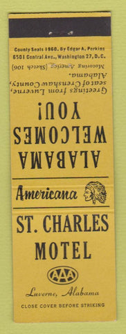 Matchbook Cover - St Charles Motel Luverne AL Perkins Americana YELLOW