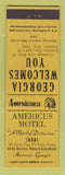 Matchbook Cover - Americus Hotel GA Perkins Americana YELLOW