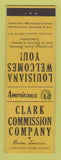 Matchbook Cover - Clark Commission Benton LA Perkins Americana YELLOW