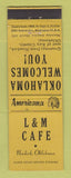 Matchbook Cover - L&M Cafe Newkirk OK Perkins Americana YELLOW
