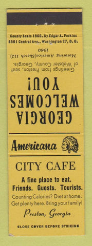 Matchbook Cover - City Cafe Preston GA Perkins Americana YELLOW
