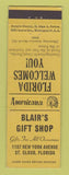 Matchbook Cover - Blair's Gift Shop St Cloud FL Perkins Americana YELLOW