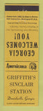 Matchbook Cover - Sinclair oil gas Danielsville GA Perkins Americana YELLOW