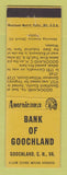 Matchbook Cover - Bank of Goochland VA Perkins Americana YELLOW