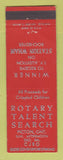 Matchbook Cover - Rotary Talent Service Rochester NY Picton ON CJBQ