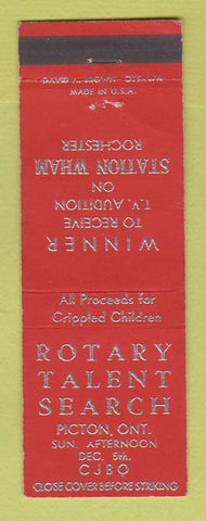 Matchbook Cover - Rotary Talent Service Rochester NY Picton ON CJBQ