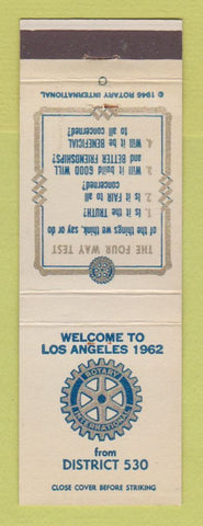 Matchbook Cover - Rotary International Los Angeles CA 1962