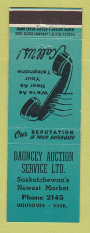 Matchbook Cover - Dauncey Auction Service Moosomin SK