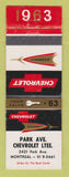 Matchbook Cover - 1963 CH evrolet Park Ave Montreal QC