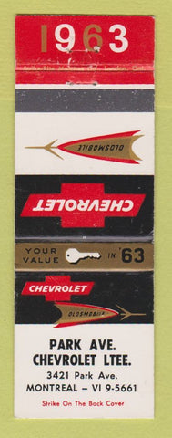 Matchbook Cover - 1963 CH evrolet Park Ave Montreal QC