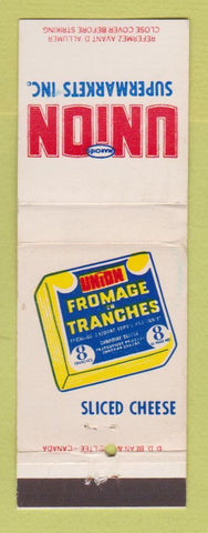 Matchbook Cover - Union Supermarkets Grocery Sliced Cheese Canada