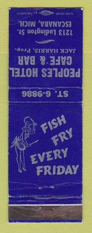Matchbook Cover - Peoples Hotel Cafe Bar Escanaba MI girlie