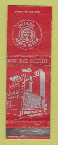 Matchbook Cover - Harolds Club Casino 1960 Reno NV WORN