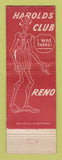 Matchbook Cover - Harolds Club Casino 1960 Reno NV WORN